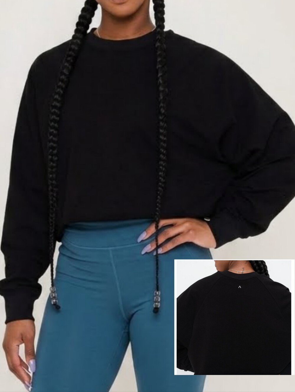 Acta Daily Cropped Black Crewneck Sweatshirt